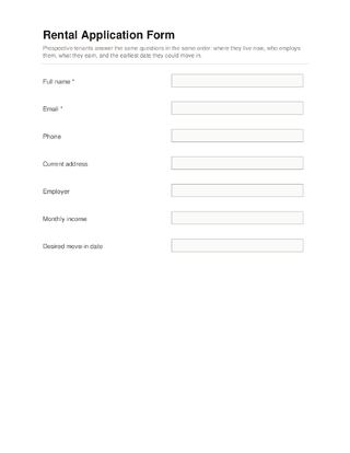 Rental Application Form template preview