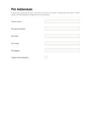 Pet Addendum template preview