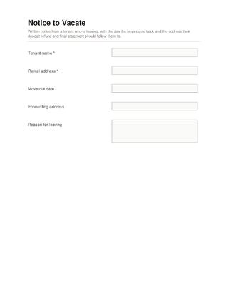 Notice to Vacate template preview