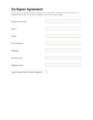 Co-Signer Agreement template preview