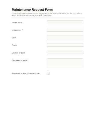 Maintenance Request Form template preview