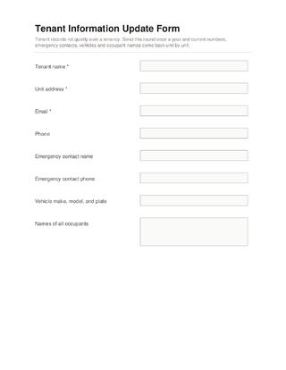 Tenant Information Update Form template preview