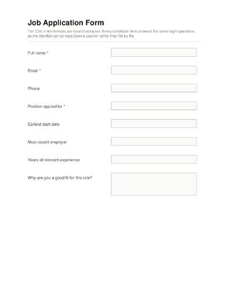 Job Application Form template preview