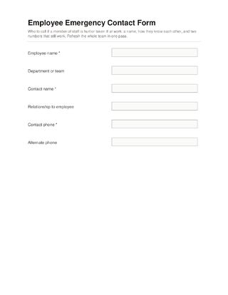 Employee Emergency Contact Form template preview