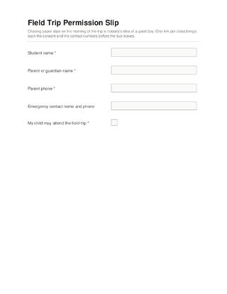 Field Trip Permission Slip template preview