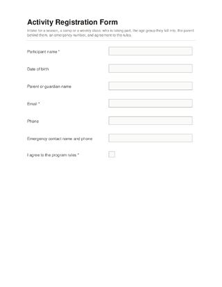 Activity Registration Form template preview