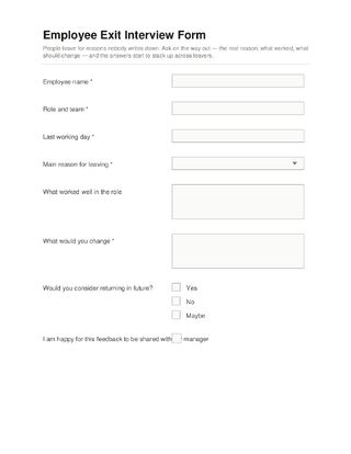 Employee Exit Interview Form template preview
