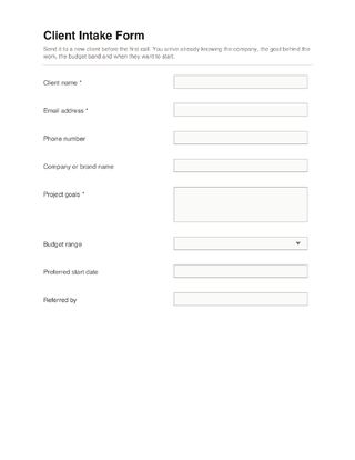 Client Intake Form template preview