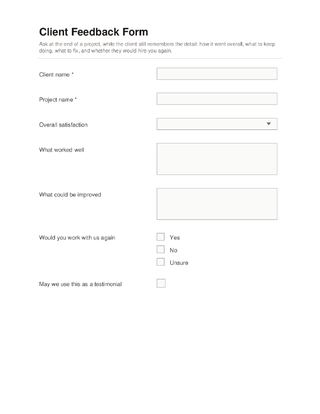 Client Feedback Form template preview