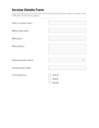 Invoice Details Form template preview