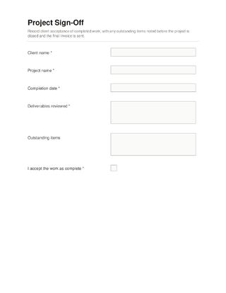 Project Sign-Off template preview