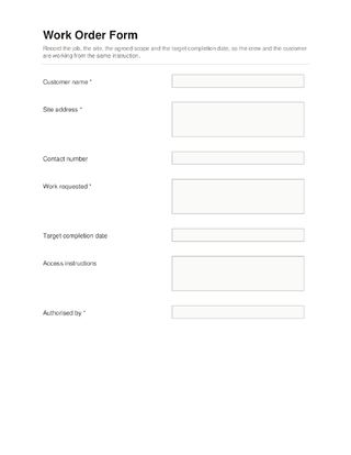 Work Order Form template preview