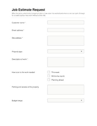 Job Estimate Request template preview