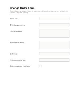 Change Order Form template preview