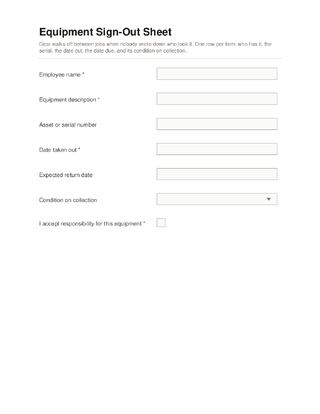 Equipment Sign-Out Sheet template preview