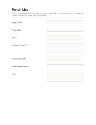 Punch List template preview