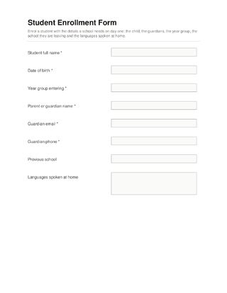 Student Enrollment Form template preview