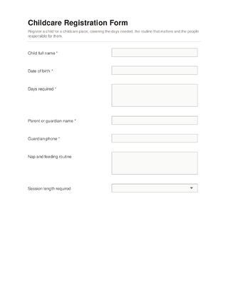 Childcare Registration Form template preview