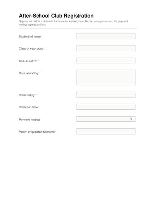 After-School Club Registration template preview