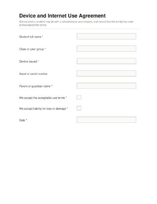 Device and Internet Use Agreement template preview