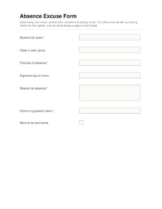 Absence Excuse Form template preview