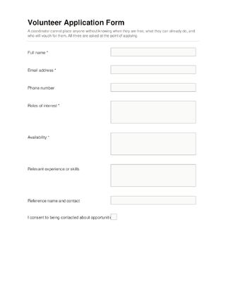 Volunteer Application Form template preview