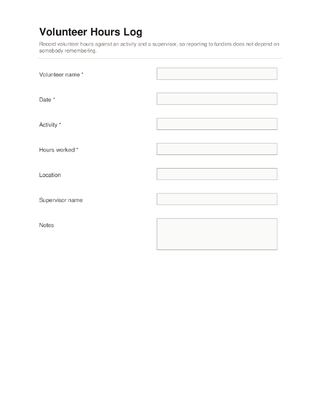 Volunteer Hours Log template preview