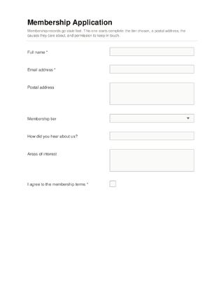 Membership Application template preview