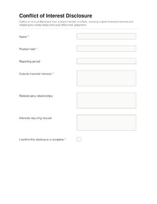 Conflict of Interest Disclosure template preview