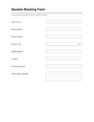 Session Booking Form template preview