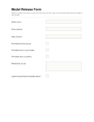 Model Release Form template preview