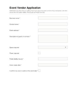 Event Vendor Application template preview