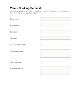 Venue Booking Request template preview