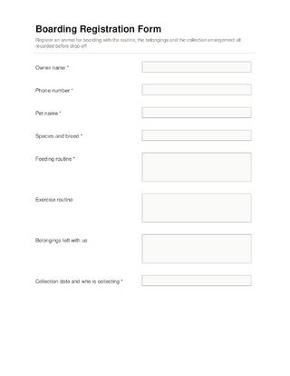 Boarding Registration Form template preview