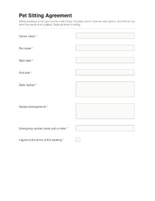 Pet Sitting Agreement template preview