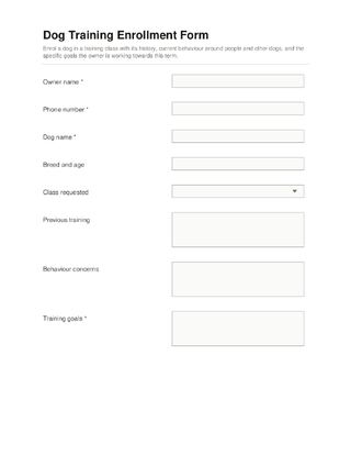 Dog Training Enrollment Form template preview