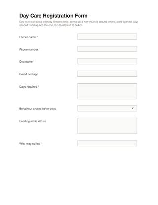 Day Care Registration Form template preview