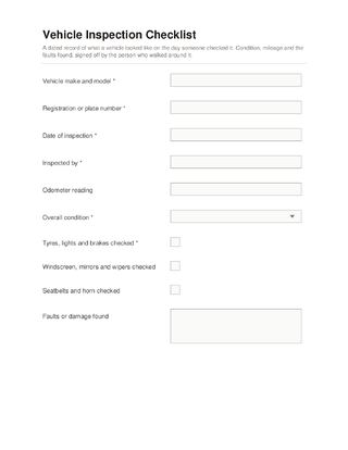 Vehicle Inspection Checklist template preview