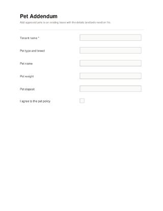 Pet Addendum template preview
