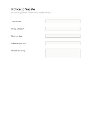 Notice to Vacate template preview