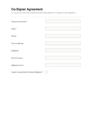 Co-Signer Agreement template preview