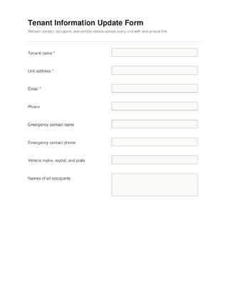 Tenant Information Update Form template preview