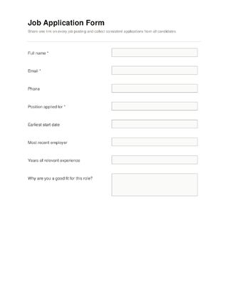 Job Application Form template preview