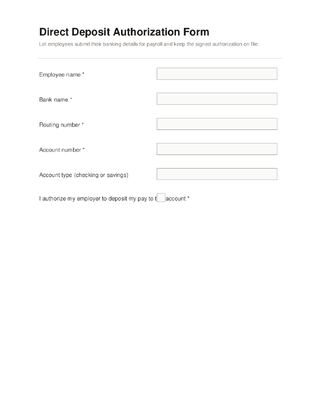 Direct Deposit Authorization Form template preview