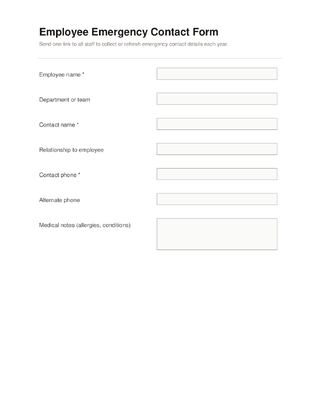 Employee Emergency Contact Form template preview