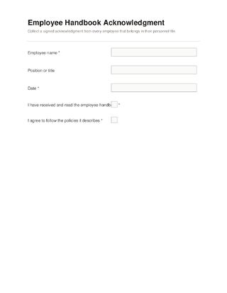 Employee Handbook Acknowledgment template preview