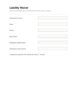 Liability Waiver template preview