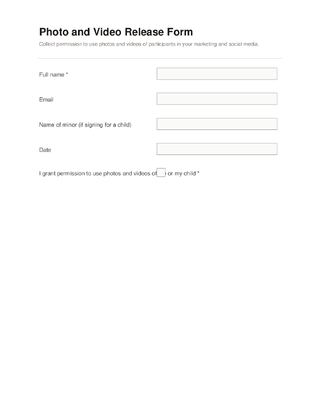 Photo and Video Release Form template preview
