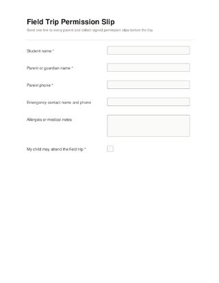 Field Trip Permission Slip template preview