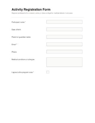Activity Registration Form template preview